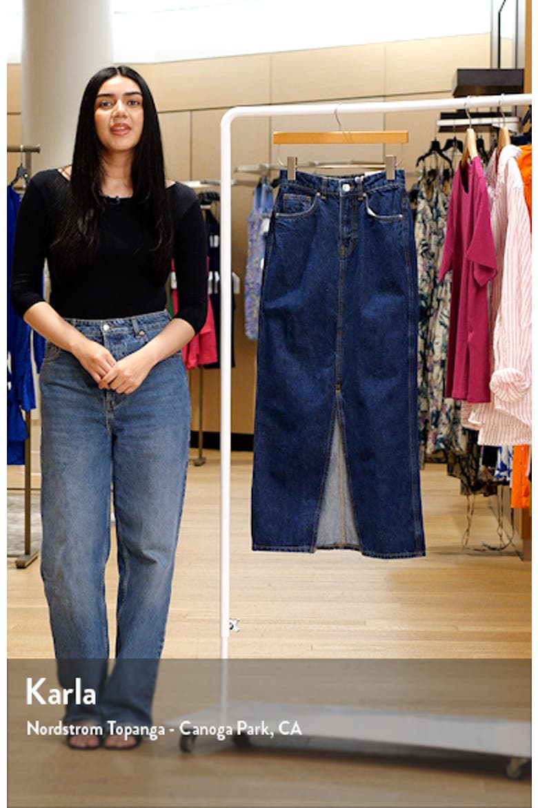 Front Slit Denim Midi Skirt video