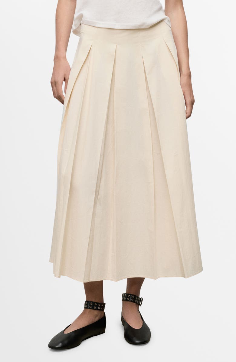 MANGO Pleated Midi Skirt, Main, color, Ivory White