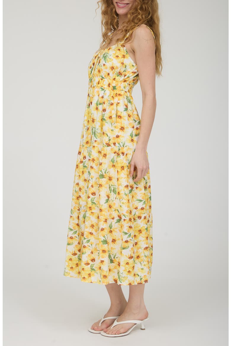 Tiered Midi Dress, Alternate, color, YELLOW/ IVORY
