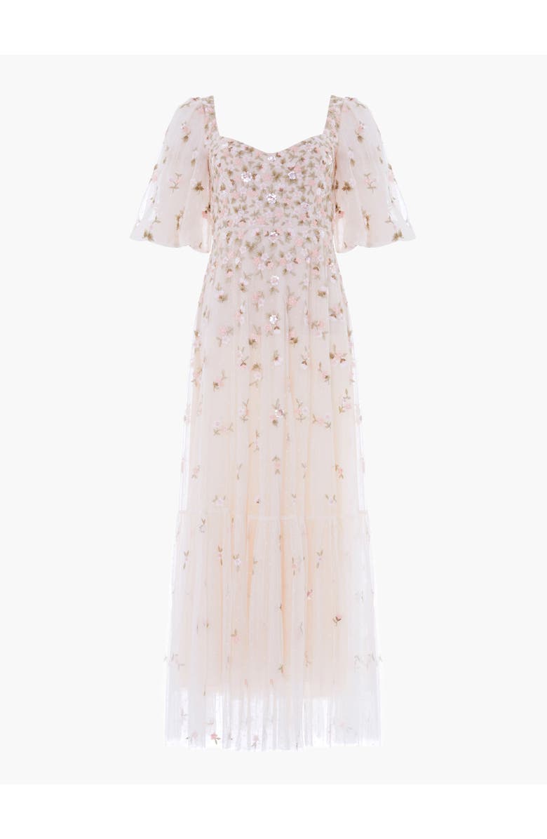 Needle & Thread Meadow Ditsy Sweetheart Ankle Gown, Alternate, color, Cream/Peach