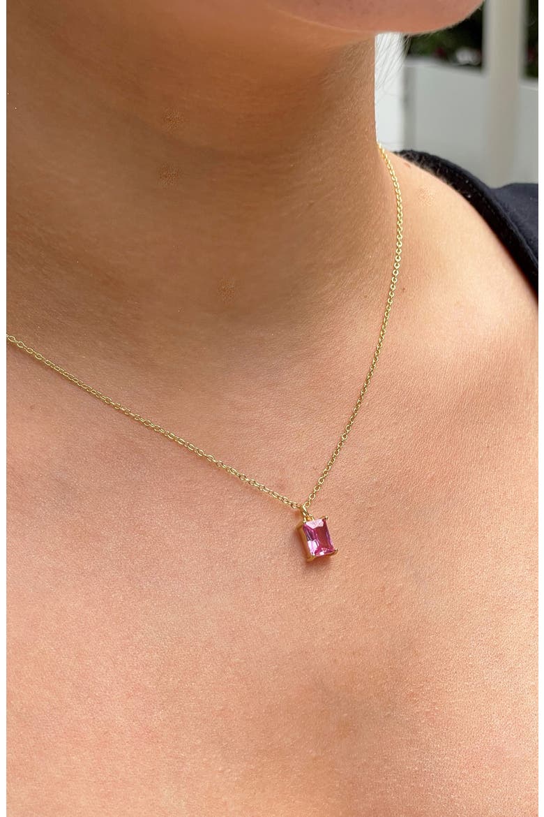 Birthstone Pendant Necklace, Alternate, color, OCTOBER/ PINK