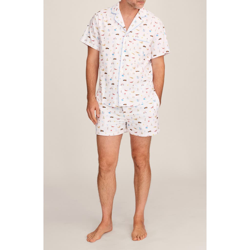 Petite Plume Twill Classic Short Pajamas in White at Nordstrom, Size Medium