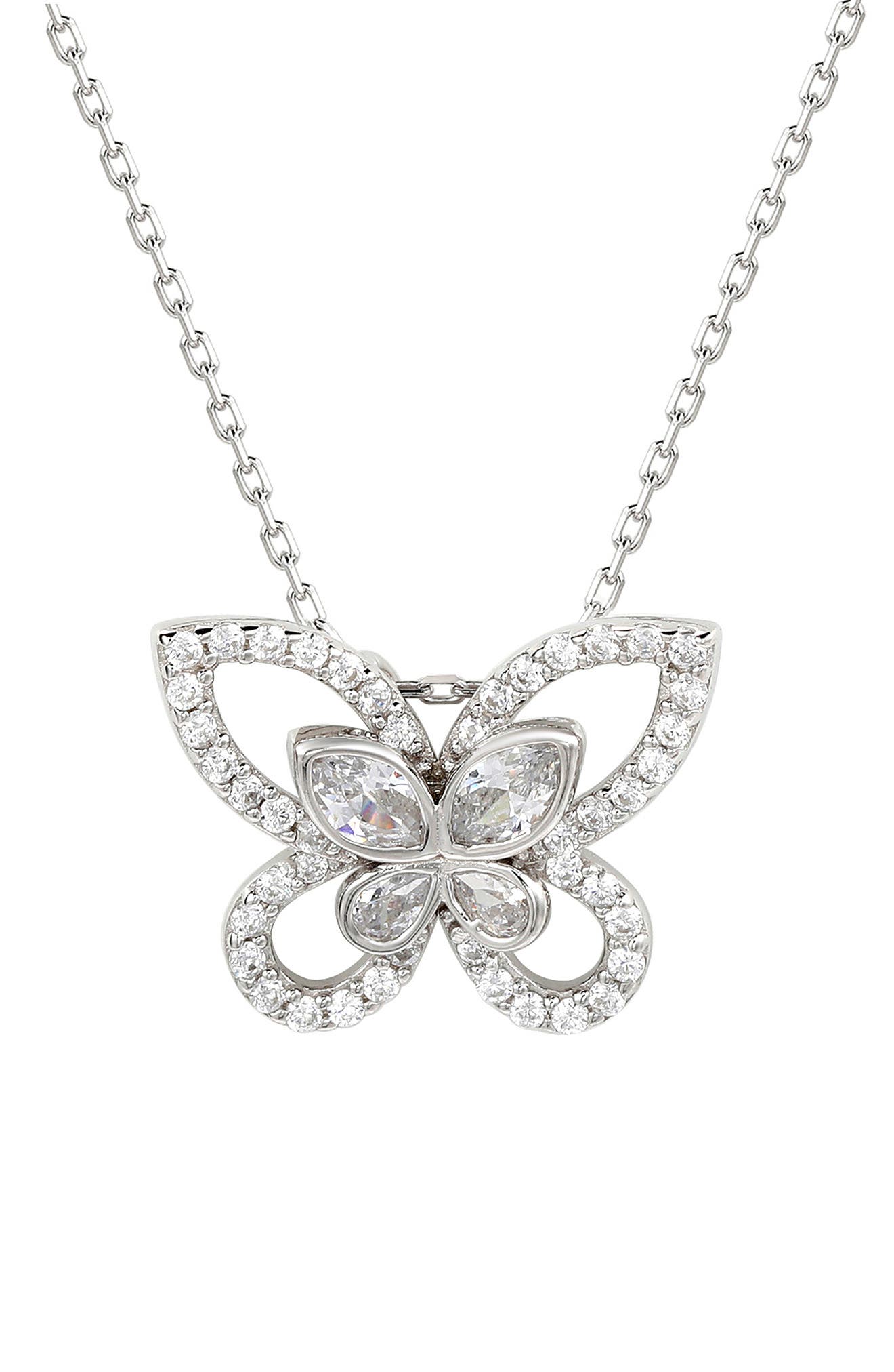 SUZY LEVIAN Sterling Silver Cubic Zirconia Butterfly Pendant Necklace