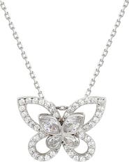 SUZY LEVIAN Sterling Silver Cubic Zirconia Butterfly Pendant Necklace