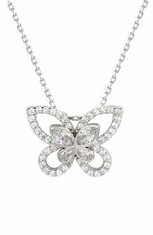 SUZY LEVIAN Sterling Silver Cubic Zirconia Butterfly Pendant Necklace