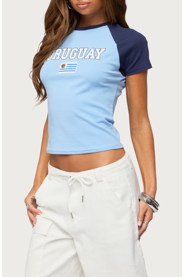 Uruguay Raglan Sleeve T-Shirt, Alternate, color, LIGHT-BLUE-AND-NAVY