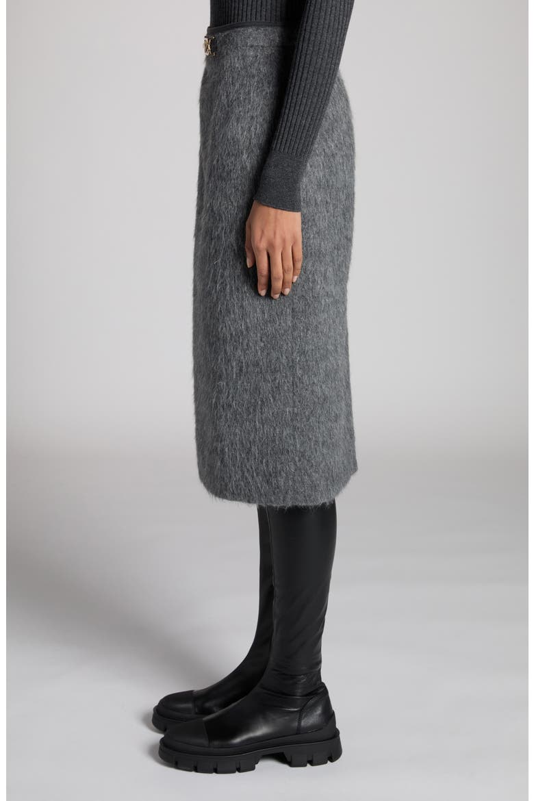 Fuzzy Wool Blend Skirt, Alternate, color, INTENSE GRAY MELANGE