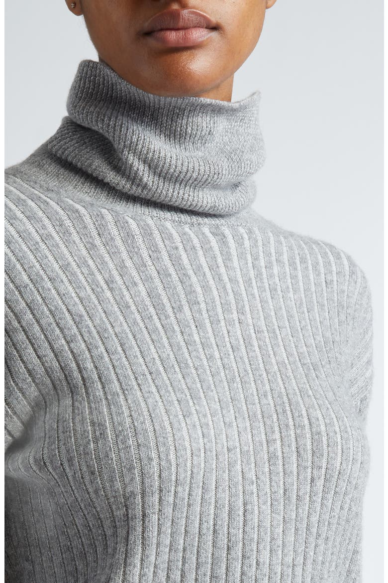 Virgin Wool & Cashmere Rib Turtleneck Sweater, Alternate, color, GREY