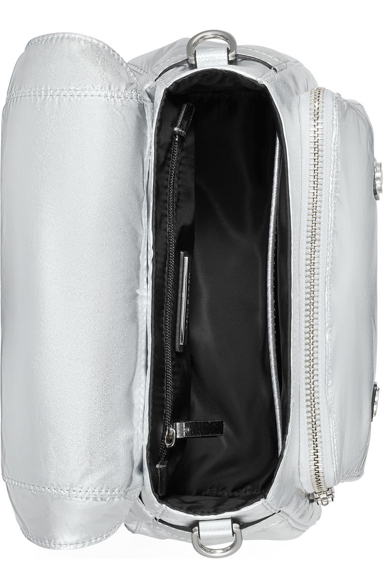 Tory Burch Small Virginia Metallic Nylon Messenger Bag, Alternate, color, Silver