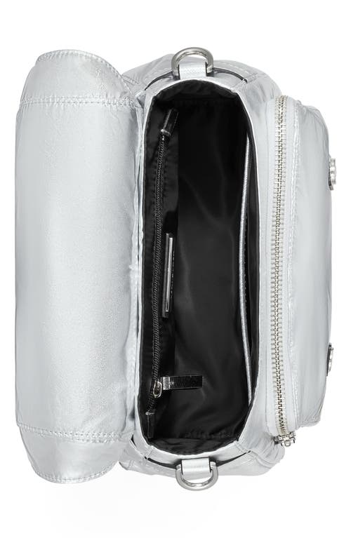 Tory Burch Small Virginia Metallic Messenger In Silver