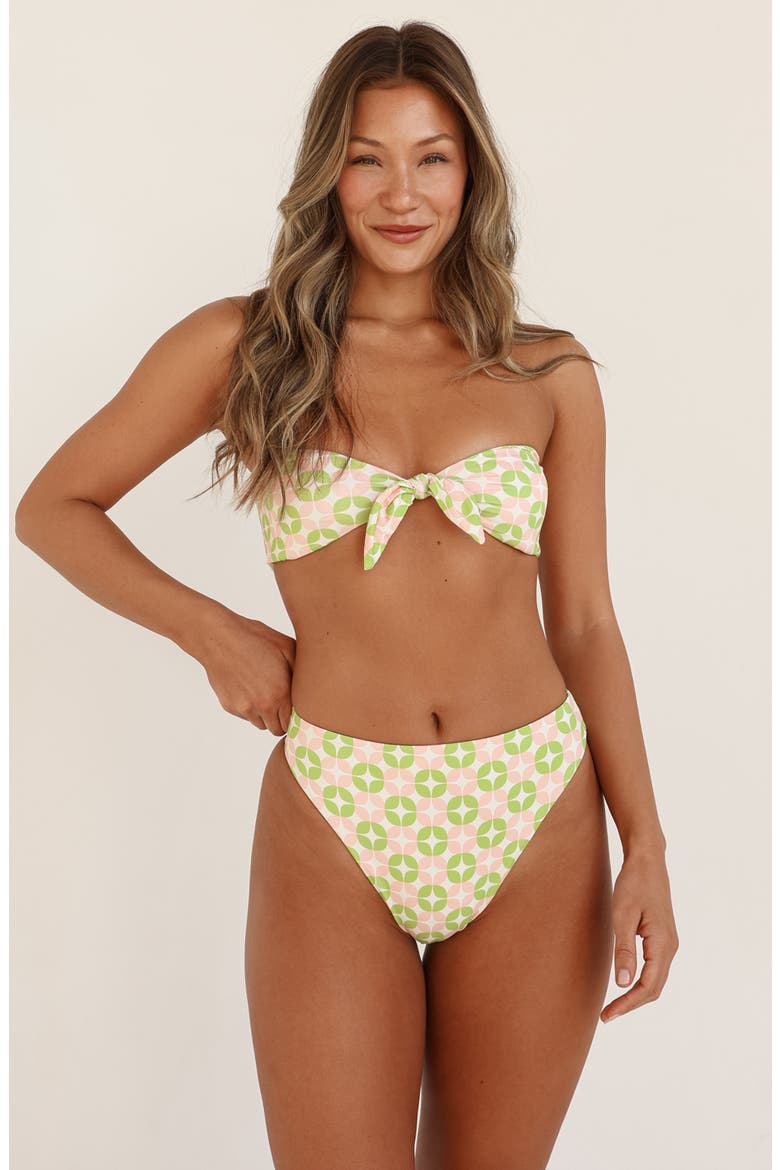 Bunny Knotted Bandeau Bikini Top, Main, color, Retro Pop