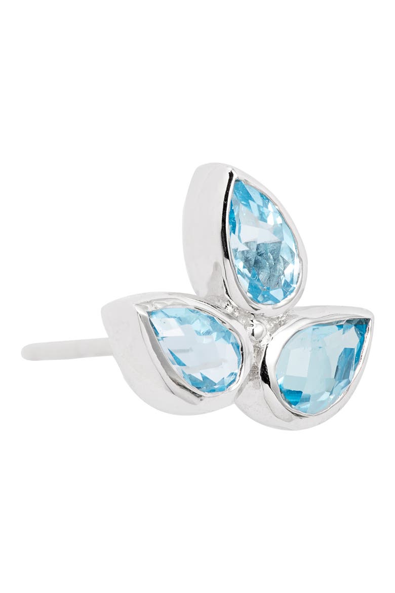Micro Bouquet White Topaz Post Earrings, Alternate, color, BLUE TOPAZ
