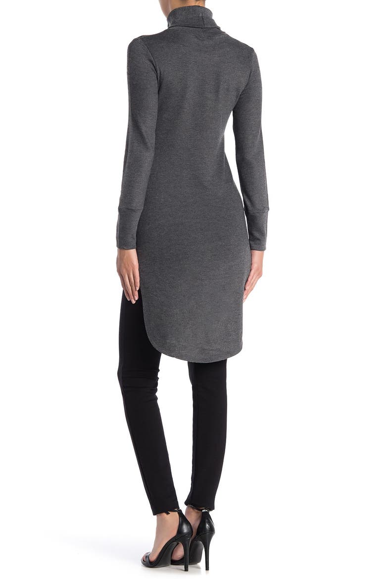 Turtleneck High-Low Tunic Sweater, Alternate, color, PEACOCK PRINT