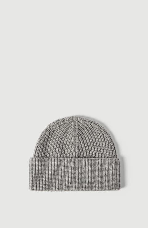 Cashmere English rib knit beanie