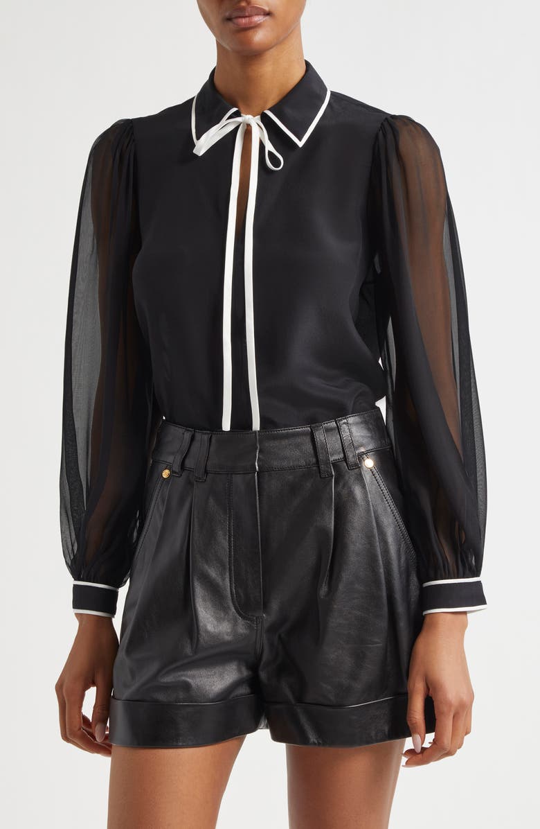 Alice + Olivia Roanne Tie Neck Silk Shirt | Nordstrom