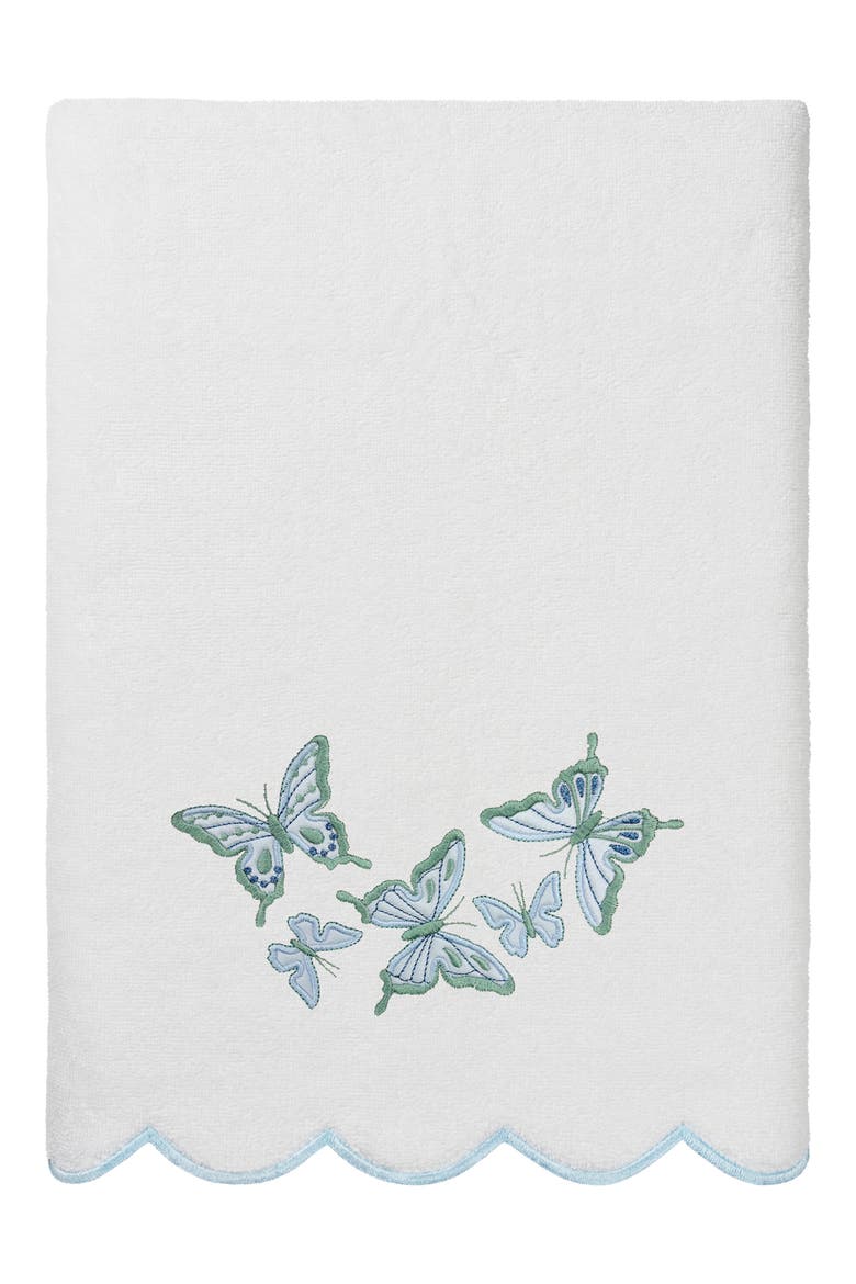 6-Piece Brittney Embroidered Turkish Cotton Towel Set, Alternate, color, WHITE/ BLUE