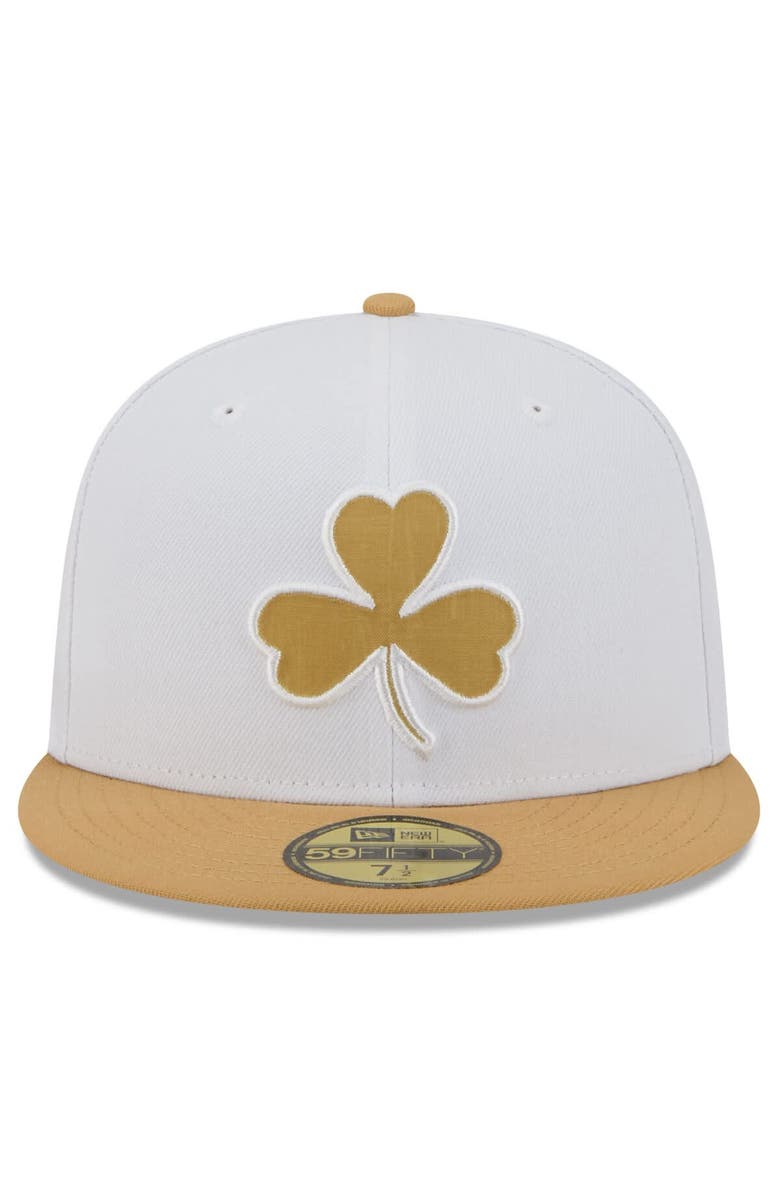 New Era Men
s New Era White/Gold Boston Celtics 2025/26 City Edition 59FIFTY Fitted Hat, Alternate, color, White