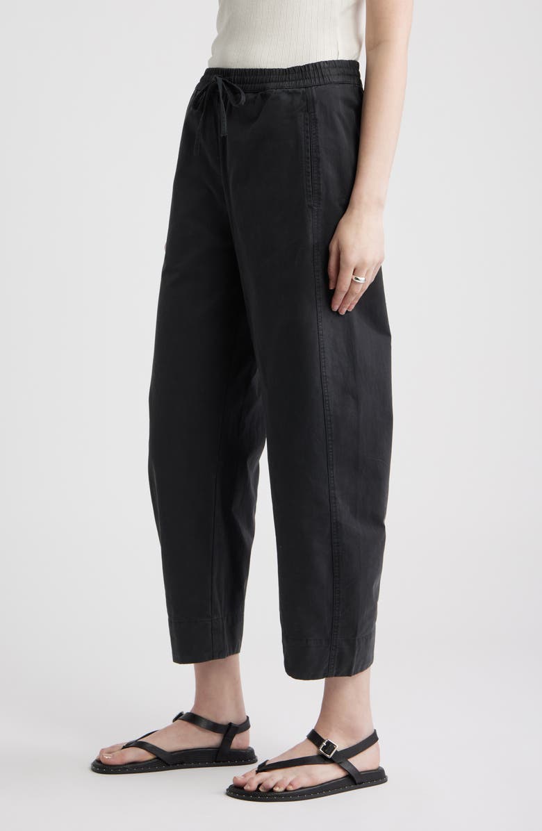 Treasure & Bond Pull-On Crop Barrel Leg Cotton Pants, Alternate, color, Black Jet