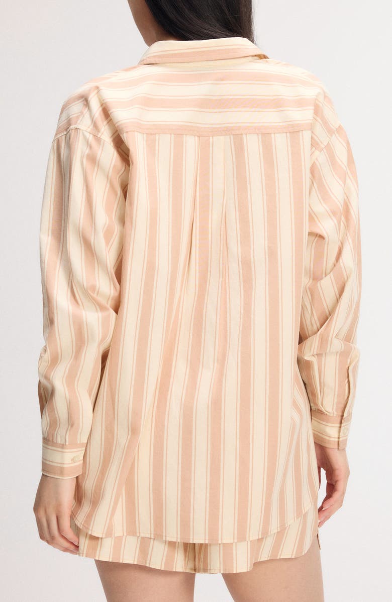 SAVAGE X FENTY Kickback Casuals Pajama Button-Up Shirt, Alternate, color, Lowlit Beige/ Sienna