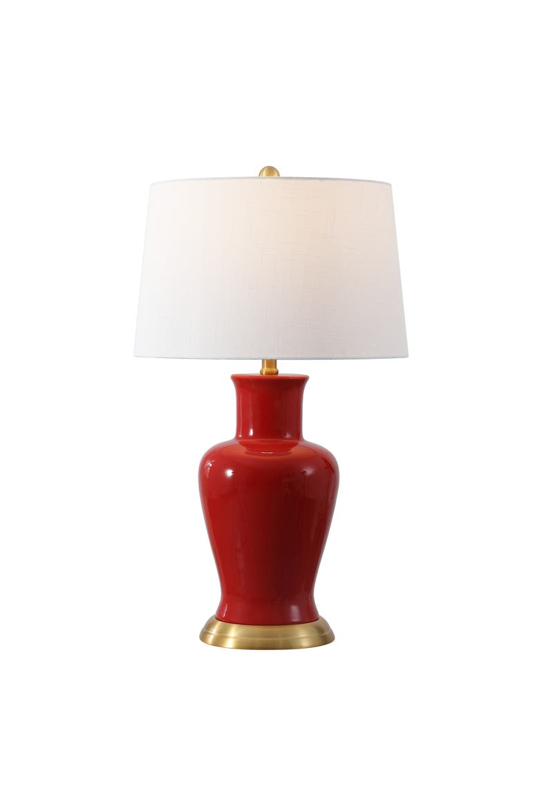 Julian Traditional Classic Ceramic Urn LED Table Lamp, Alternate, color, Red