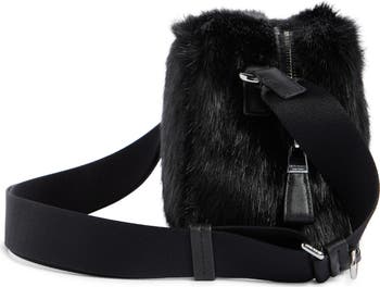 puffed faux fur crossbody bag