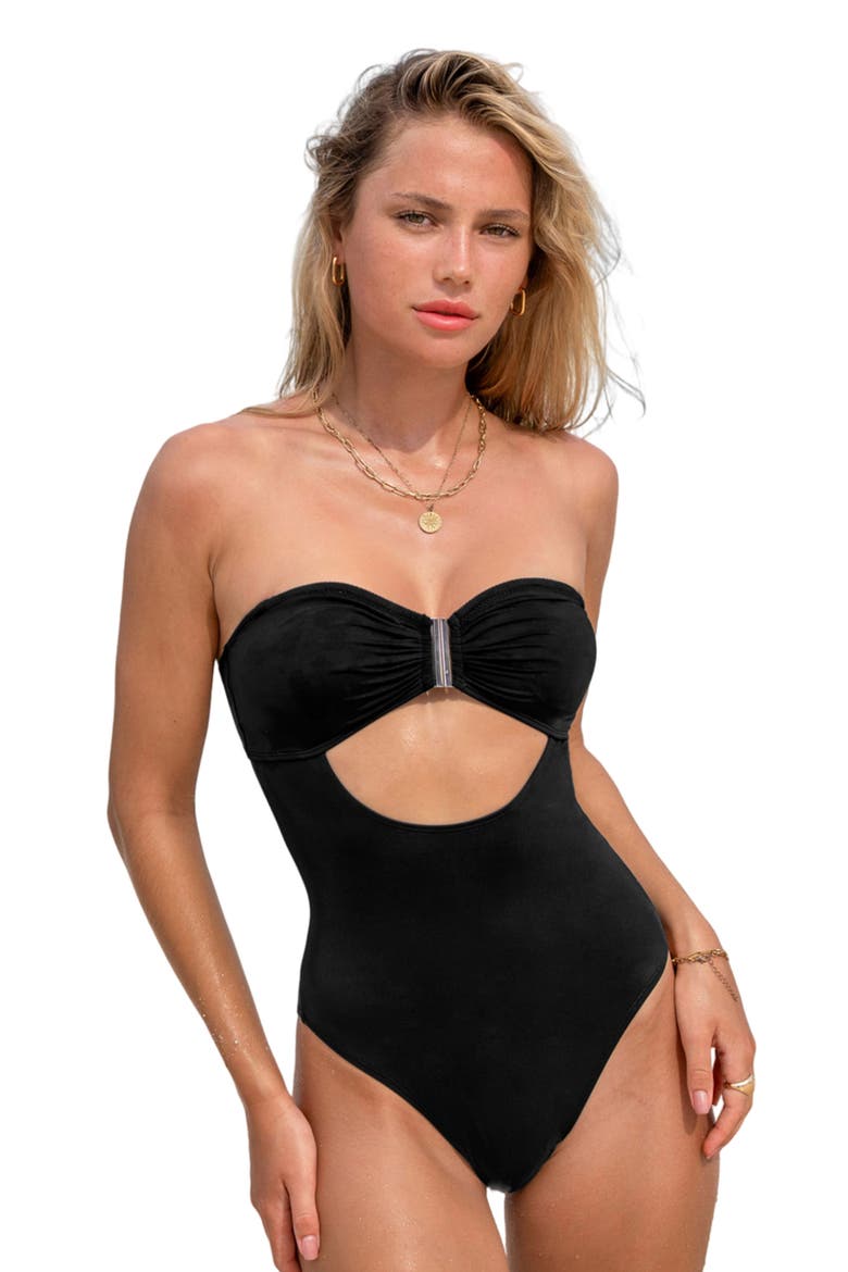 Sweetheart One-Piece Swimsuit, Alternate, color, BLACK