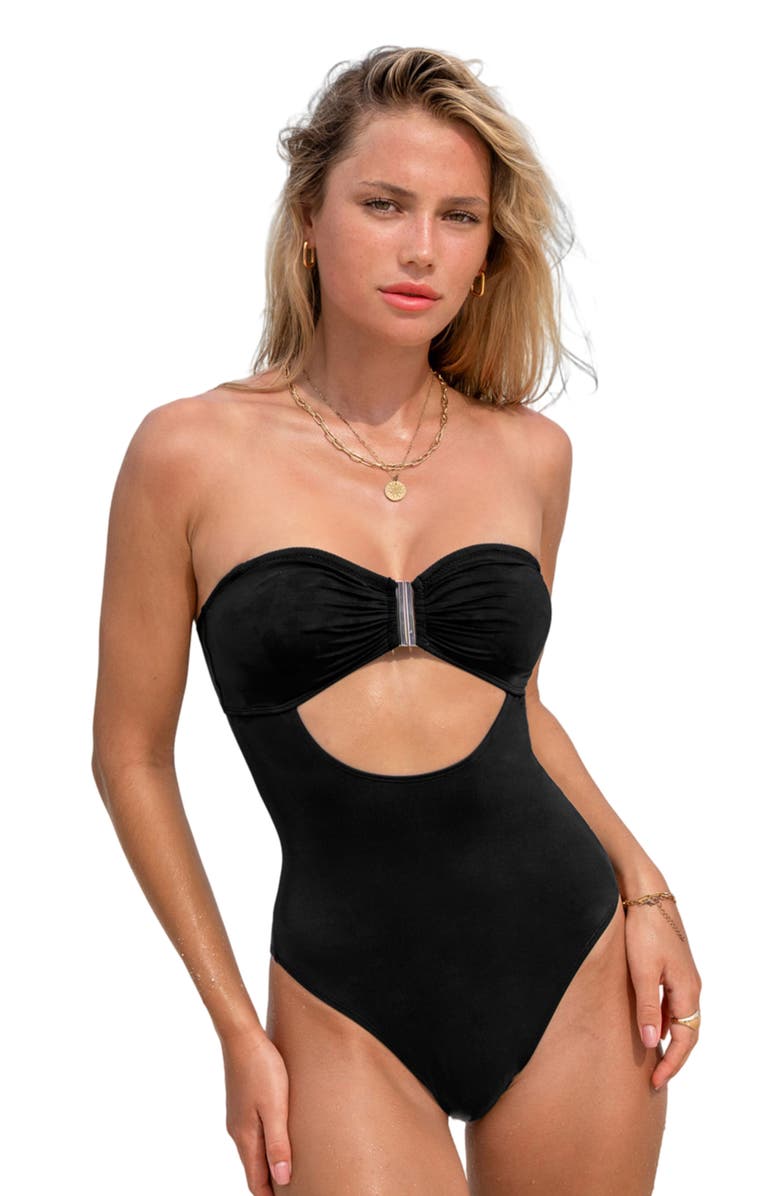 Cupshe Sweetheart One-Piece Swimsuit, Alternate, color, Black