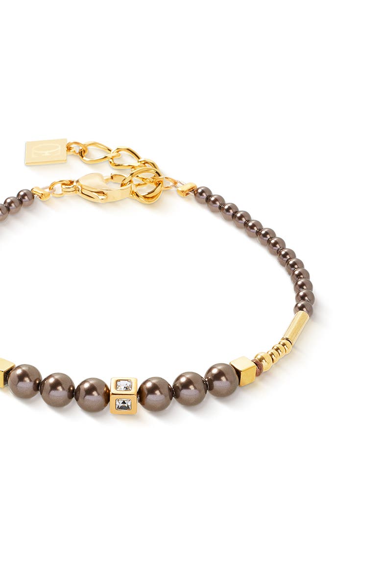 Shimmering Princess Pearls Gold Bracelet, Alternate, color, Brown