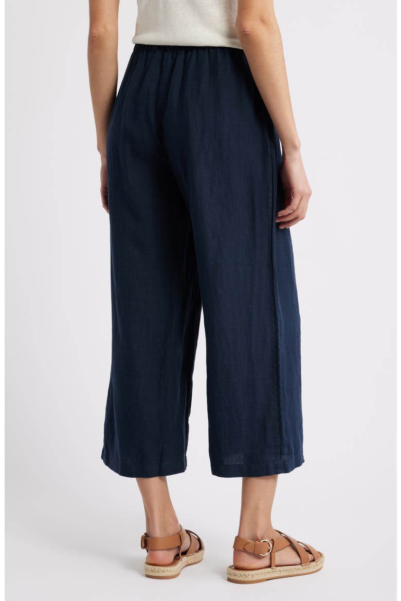 Wide Leg Crop Linen Pants, Alternate, color, NAVY STILL