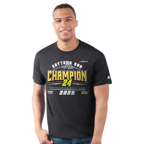 Men's Starter  Black William Byron 2025 Daytona 500 Champion Prime Time T-Shirt
