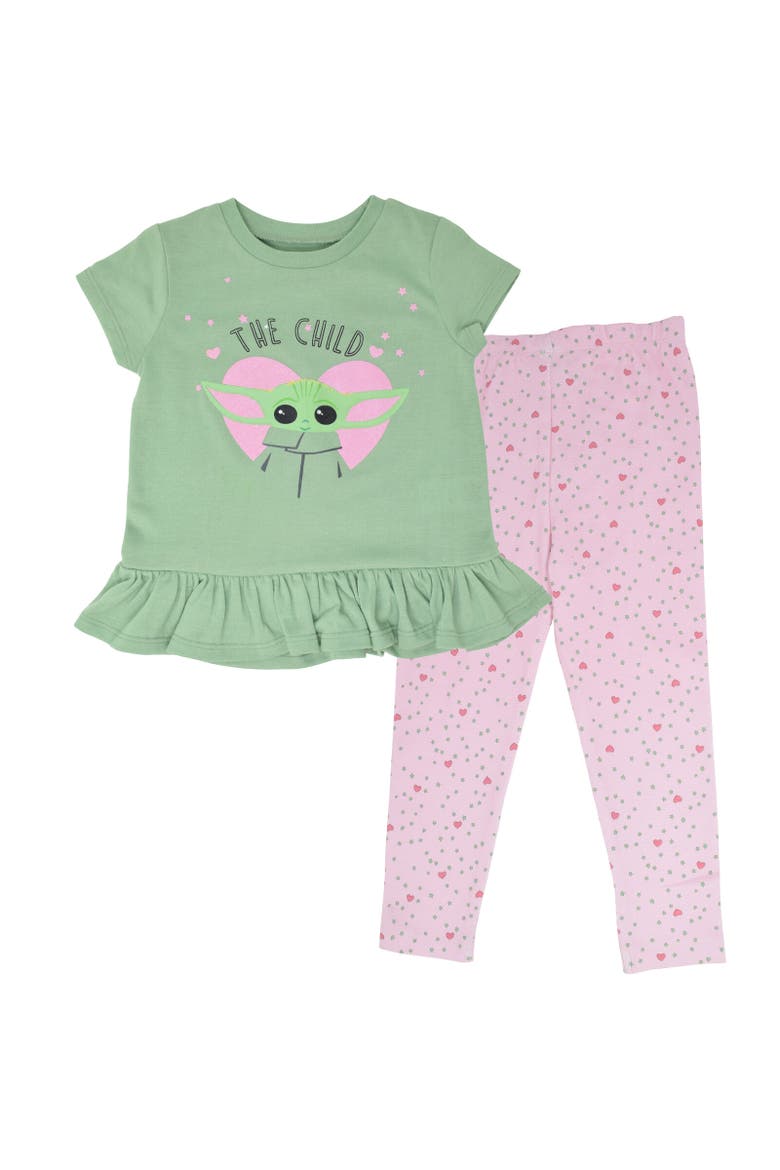 The Mandalorian Baby Yoda T-Shirt & Leggings Set, Main, color, Green