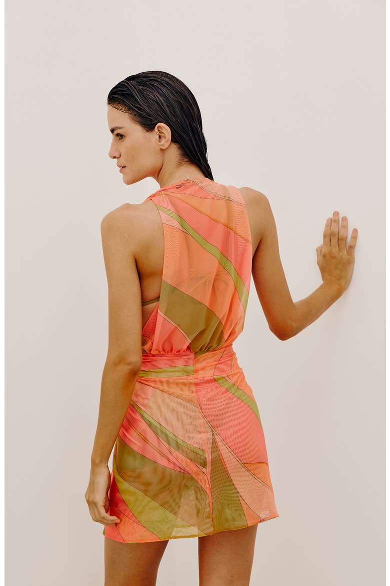 Sharon Karina Mesh Cover-Up Dress, Alternate, color, CORAL MULTI