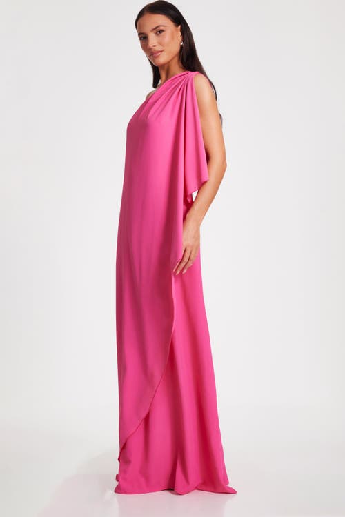 Quiz One Shoulder Frill Detail Crepe Maxi Dress In Magenta
