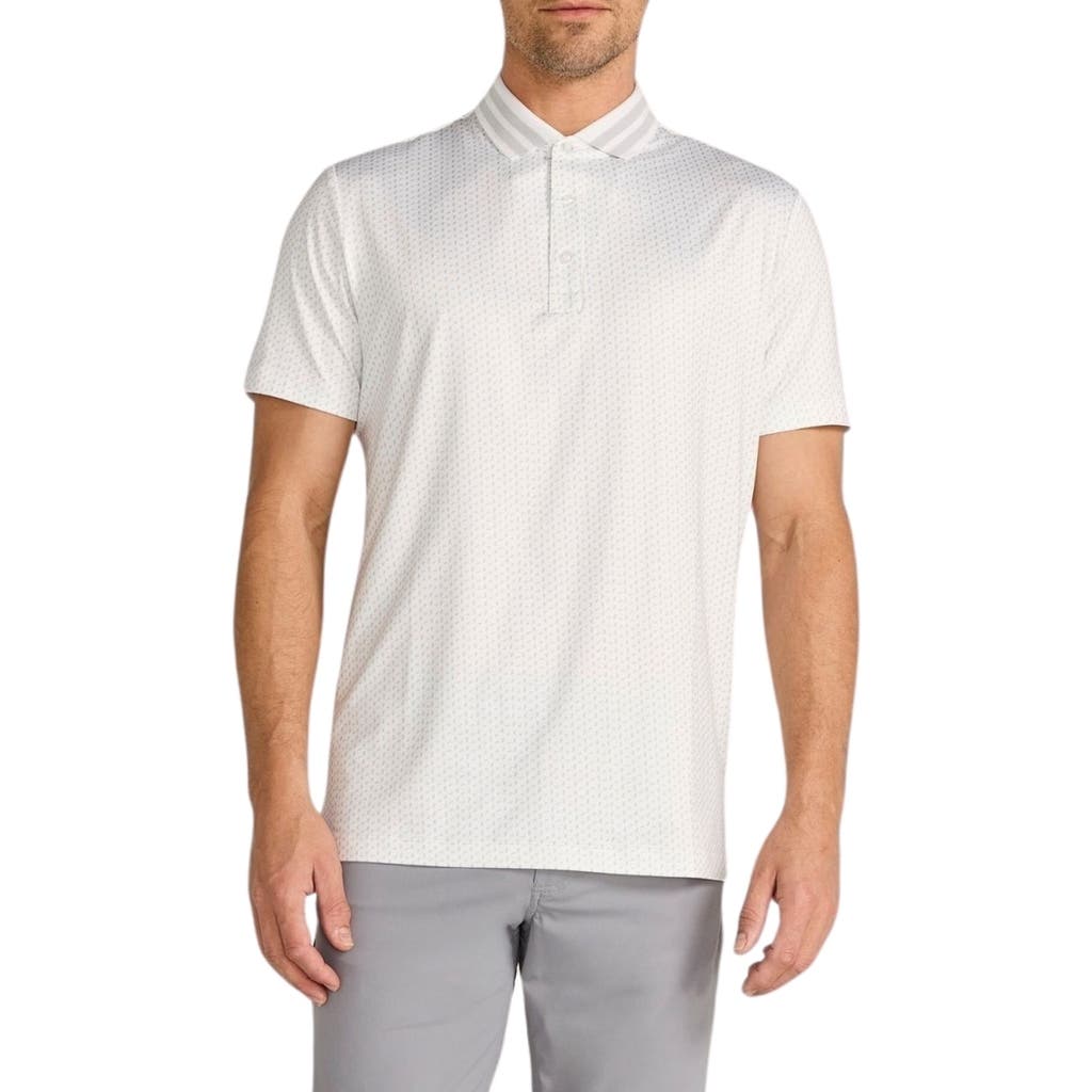 Redvanly Pascal Geo Print Performance Golf Polo In Bright White