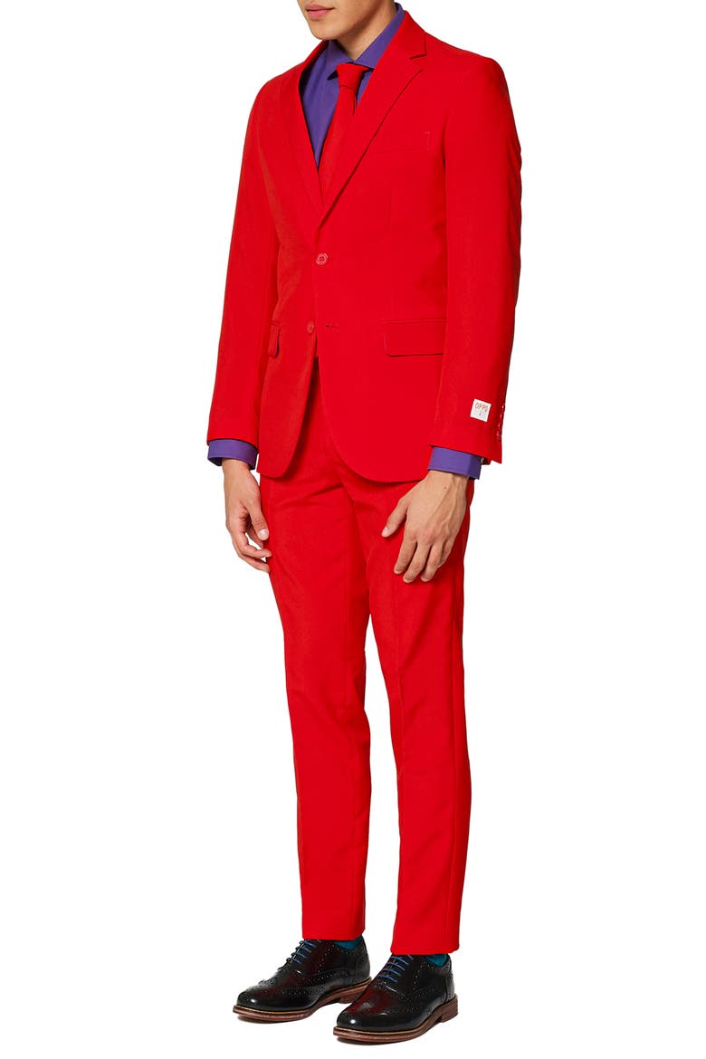 Red Devil Slim Fit Two-Piece Suit & Tie Set, Alternate, color, MEDIUM RED