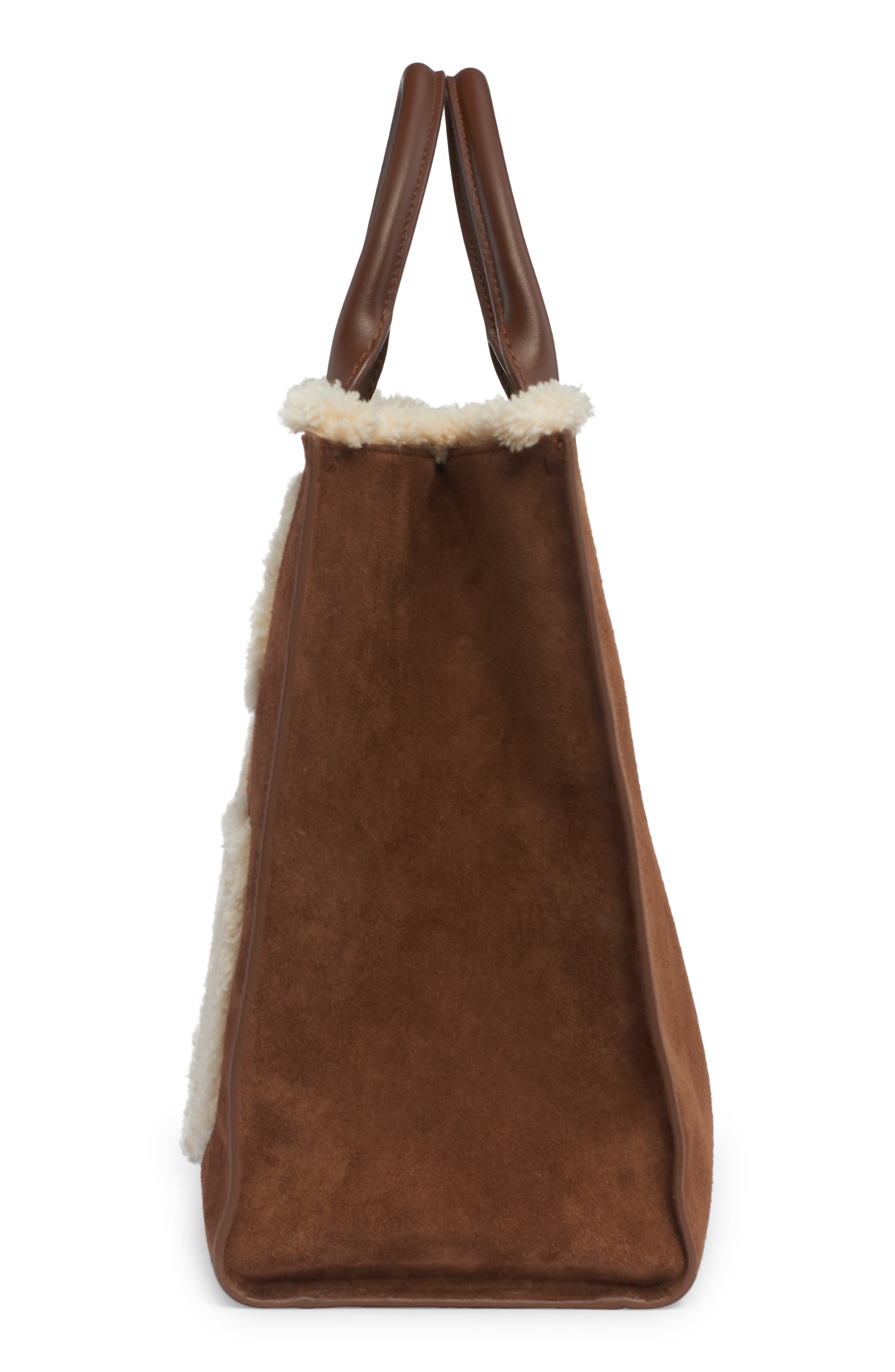 Dolce&Gabbana DG Logo Daily Suede & Faux Shearling Tote, Alternate, color, 