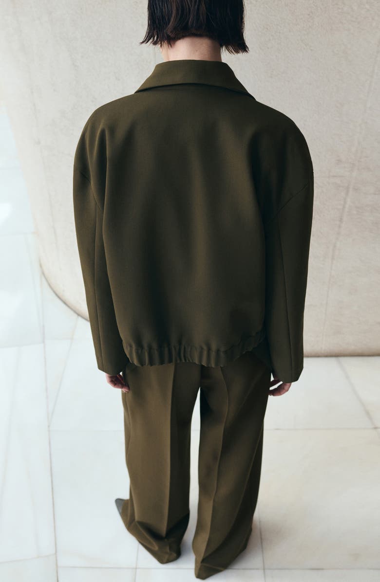 MANGO Front Zip Bomber Jacket, Alternate, color, Khaki Green