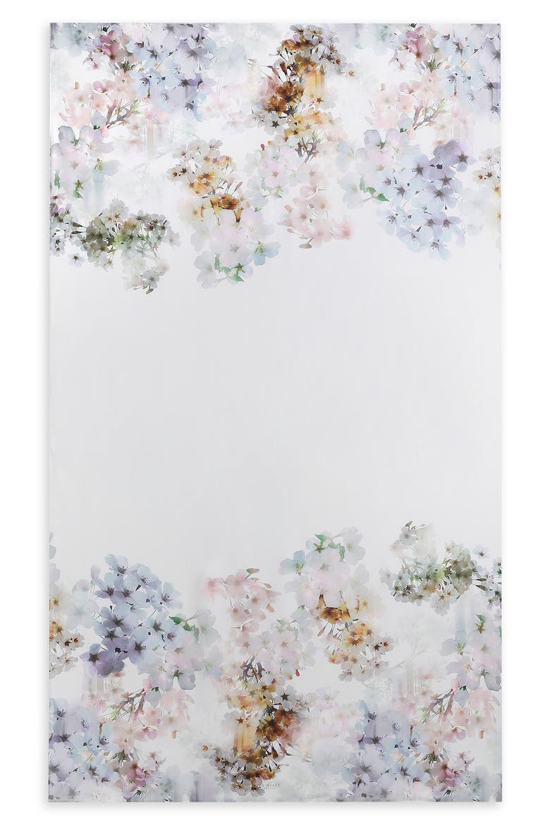Fayreli Floral Print Twill Scarf, Alternate, color, IVORY