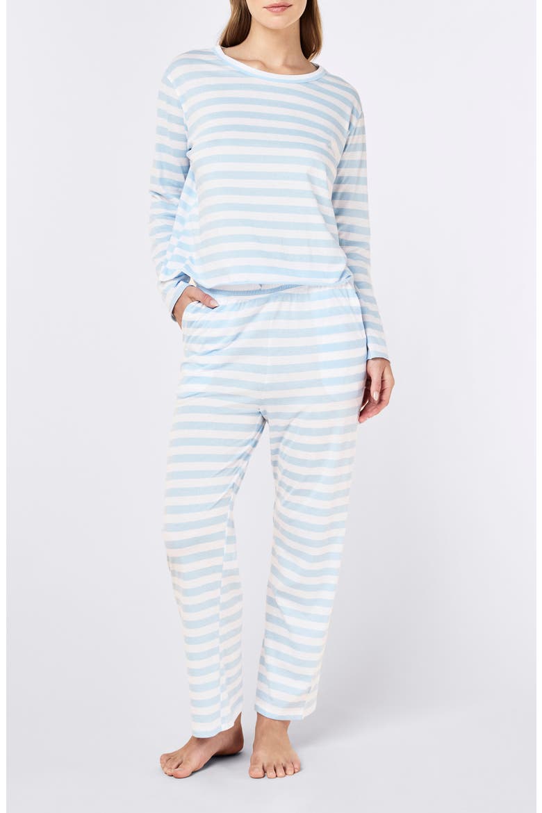 Jada Stripe Organic Cotton Pajamas, Alternate, color, CLEAR SKY/ WHITE STRIPE