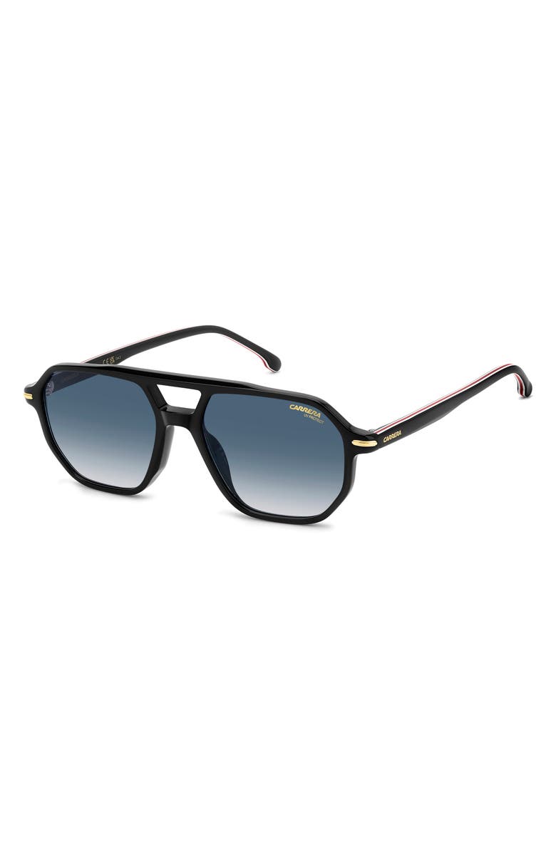Carrera Eyewear Carrera 54mm Rectangular Sunglasses, Alternate, color, Black Gold/ Dark Blue Sf
