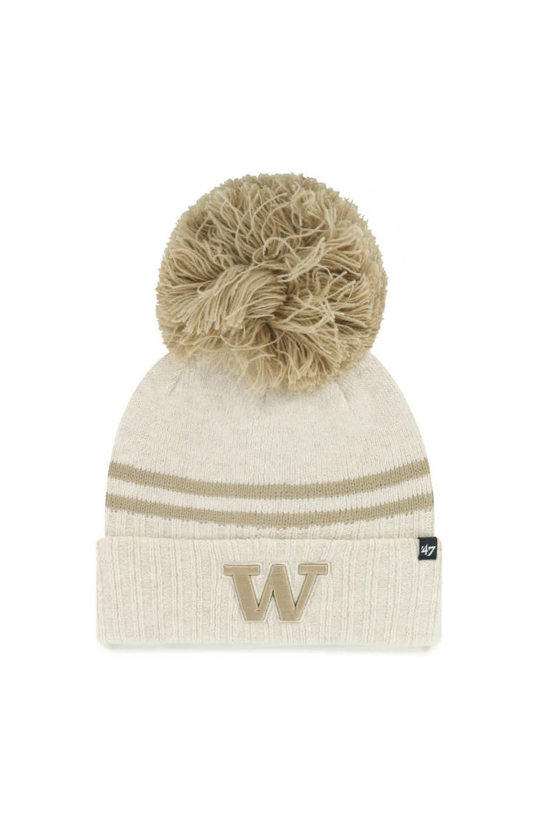 '47 Women's '47  Natural Washington Huskies Core & Inline Latte Cuffed Knit Hat with Pom, Main, color, Natural