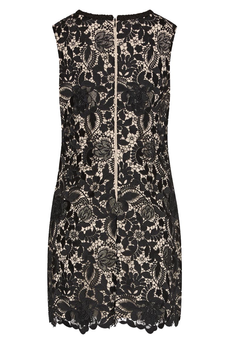 Garden Lace Sleeveless Minidress, Alternate, color, BLACK