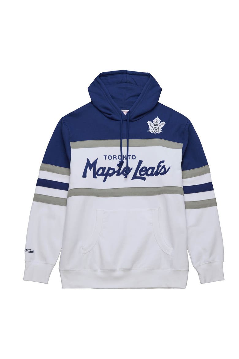 Men's Mitchell & Ness White/Blue Toronto Maple Leafs Head Coach Pullover Hoodie, Alternate, color, White