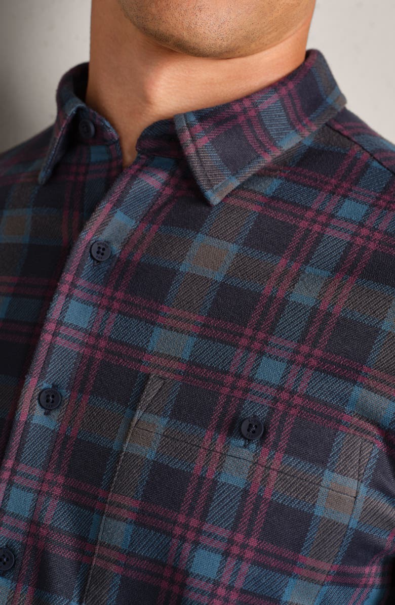 Rhone Hardy Plaid Flannel Button-Up Shirt, Alternate, color, True Navy Plaid