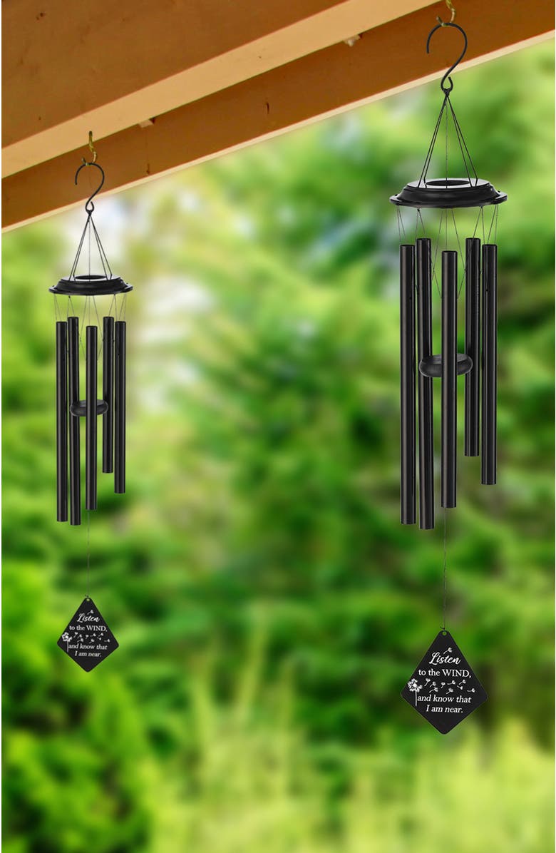 Glitzhome Set of 2 38"H Metal Black Windchime, Alternate, color, Black