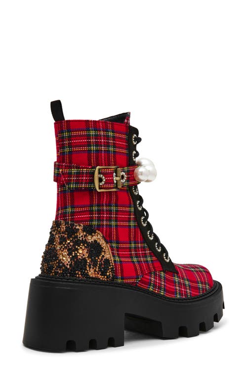 Betsey Johnson Jonnie Lug Sole Boot In Red