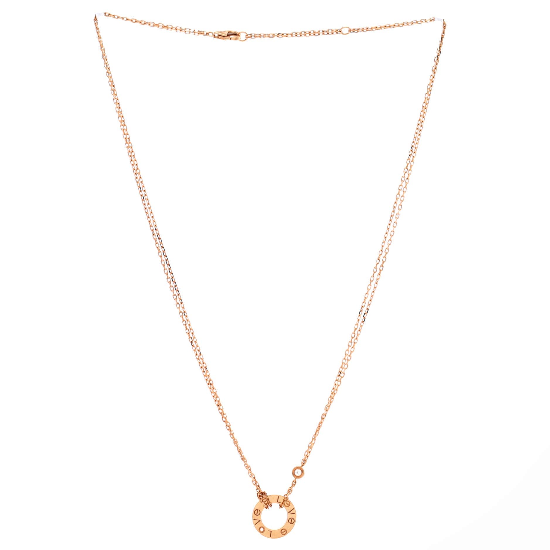 2 Diamonds Love Pendant Necklace 18K Rose Gold and Diamonds, Alternate, color, Metallic Gold