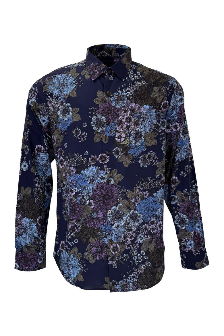 Nicoli Button-Up Shirt, Alternate, color, Marco Floral Navy