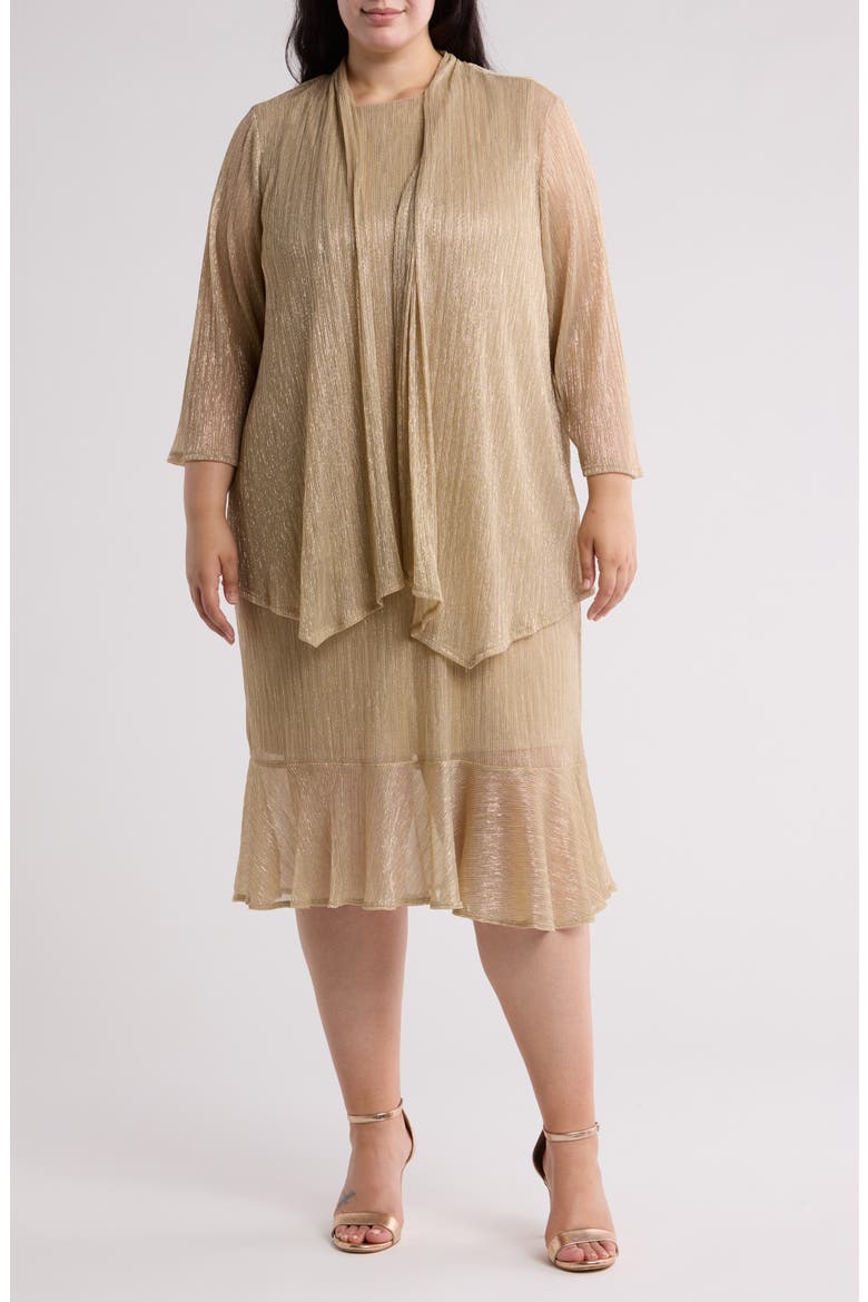 Metallic Cocktail Dress with Jacket, Main, color, GOLD