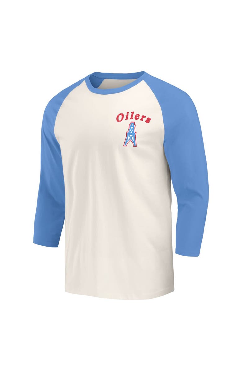Darius Rucker Collection by Fanatics Men's Darius Rucker Collection by Fanatics Light Blue/White Houston Oilers Gridiron Classics Raglan 3/4 Sleeve T-Shirt, Alternate, color,